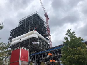 Construction view of BU CCDS Boston University Duan Family Center for Computing & Data Sciences