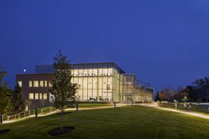 Colby College Gordon Center for Creative & Performing Arts at night