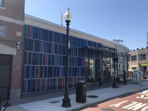 Exterior of the entrance to the Roslindale Branch of the Boston Public Library