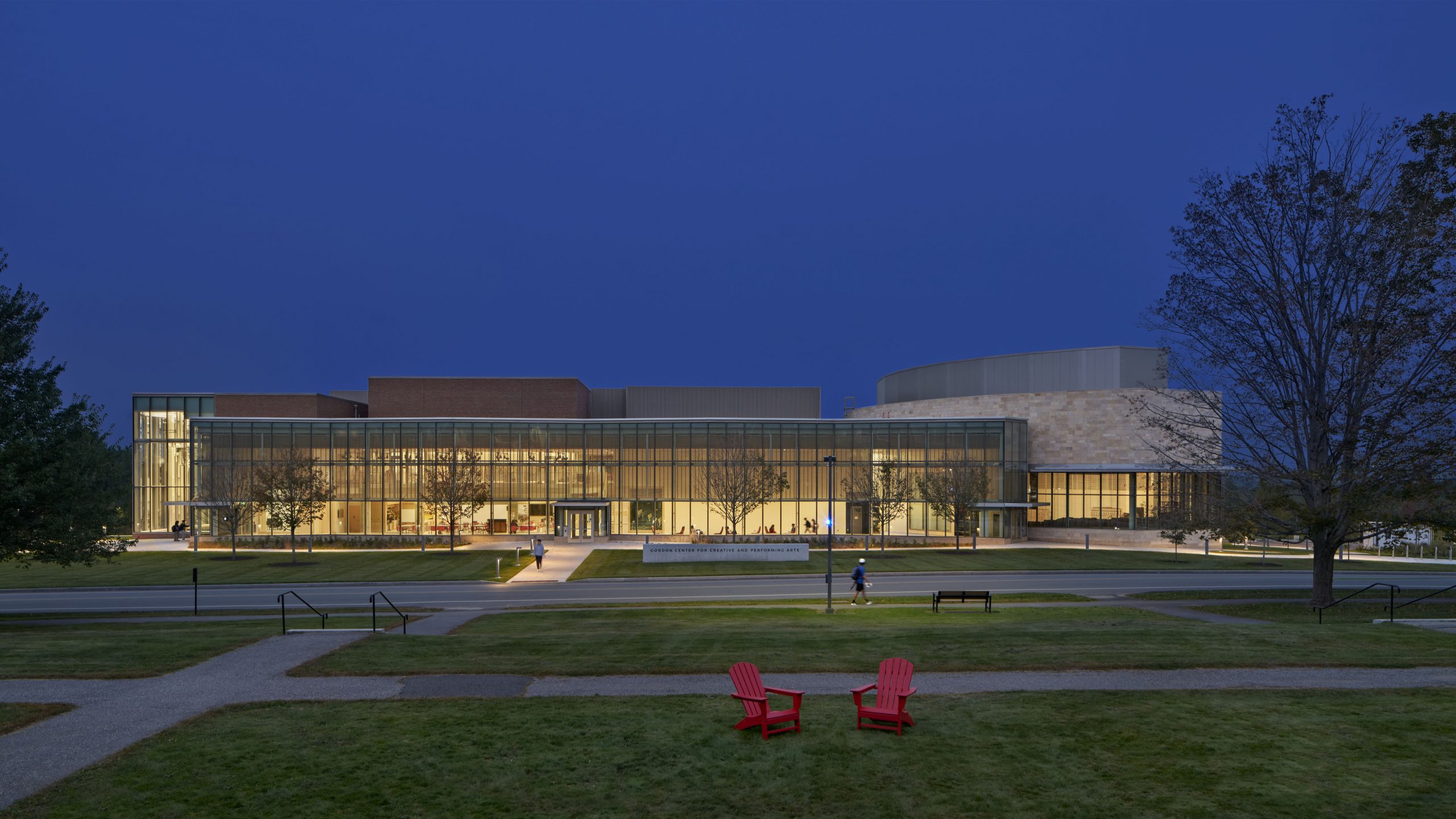 Exterior view of the Colby College Gordon Center for Creative & Performing Arts