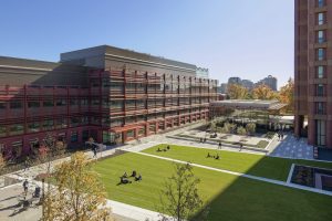 Yale Science Building and landscaped surroundings from above.